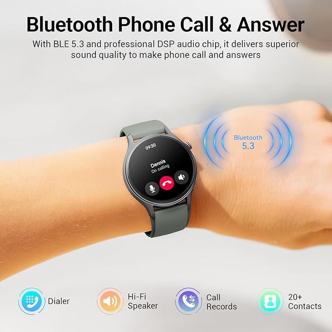 Fitpolo Smart Watch for Men Women,1.3" AMOLED Touchscreen Fitness Tracker, Make/Answer Calls, Heart Rate SpO2 Monitor, IP68 Waterproof, Sleep & Activity Tracking Smartwatch for Android Phones iPhone