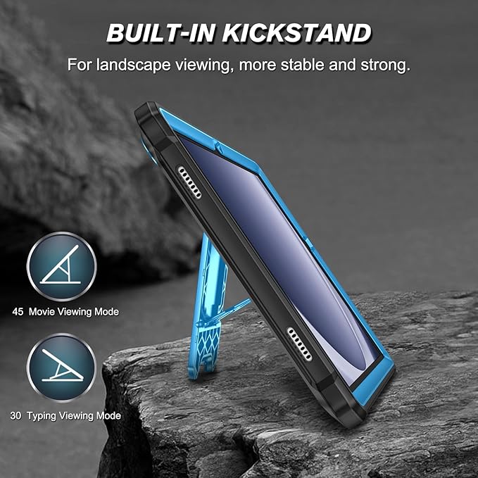 Fintie Shockproof Case for Samsung Galaxy Tab A9 Plus/A9+ 5G 11 Inch 2023 Model (SM-X210/X216/X218), Tuatara Rugged Unibody Hybrid Bumper Kickstand Cover Built-in Screen Protector, Blue