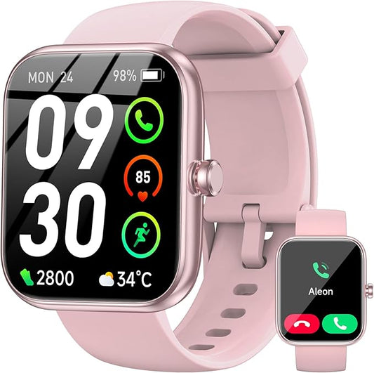 Smart Watch with Alexa Built-in, 1.83" HD Touchscreen Fitness Tracker, Bluetooth Notifications/Calls, IP68 Waterproof, 120+ Sport Modes, 24/7 Heart Rate & Sleep Monitor for iPhone Android iOS (Pink)