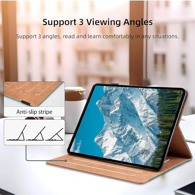 Case for Lenovo Tab M11 (TB-330FU/TB-331FC)/Tab K11 LTE 11 Inch 2024 - Multi-Angle Viewing Stand Cover with Pocket, PU Leather Folio Case with Magnetic Clasp, Auto Wake/Sleep Smart Tablet Cover, Green