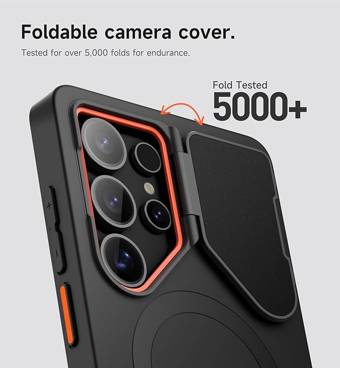 SURITCH for Samsung Galaxy S25 Ultra Phone Case, Magnetic Protective Cover with Camera Cover & Adjustable Metal Kickstand for Galaxy S25 Ultra (2025)-Black