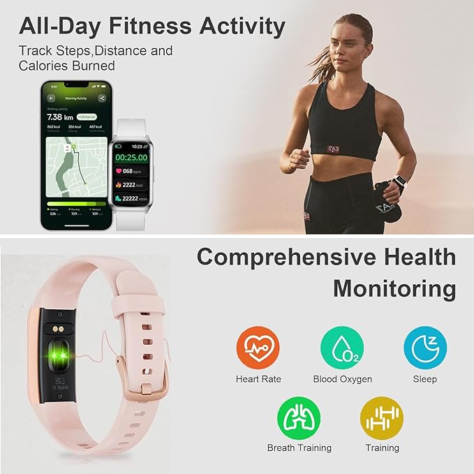 GADIXY Smart Watch,Fitness Tracker Watch 7 Day+ Battery with Heart Rate/Step Counter/Calories/spO2/Sleep Monitor,IP68 Fitness Smart Watches for Women Android&iOS Silver