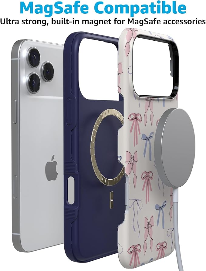 Casely iPhone 17 Pro Case | Coquette Girlie | Pastel Bows | Compatible with MagSafe | Bold Protective Design