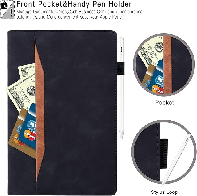 Case for Lenovo Tab P11 Pro (2nd Gen) / Tab P11 Pro Gen 2 11.2 inch Magnetic PU Leather Folio Stand Shell Cover Foldable Card Holder Multi-Angle Tab P11 Pro 2022 11.2",Black