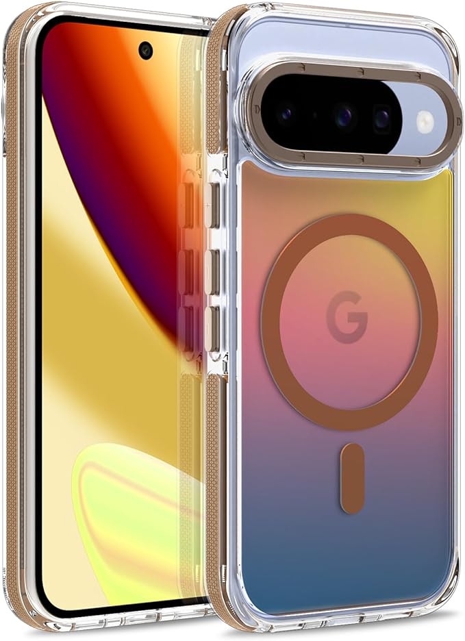 MOWIME Magnetic Case for Google Pixel 10/10 Pro [Compatible with Magsafe] [Cute Fashion Fluorescent Design] Shockproof Slim Translucent Matte Case for Pixel 10/10 Pro 6.3", Desert