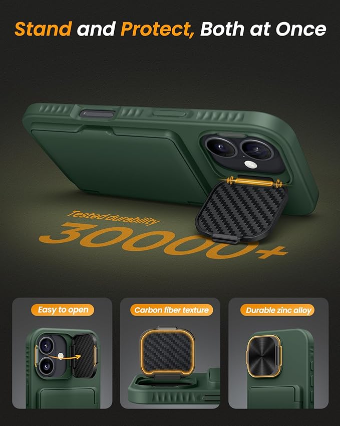 for iPhone 17 Case Wallet with Stand, Built-in Card Holder & Camera Cover, Military Grade Drop Protection Rugged Hard Protective Wallet Phone Case for iPhone 17 6.3" 2025, Green