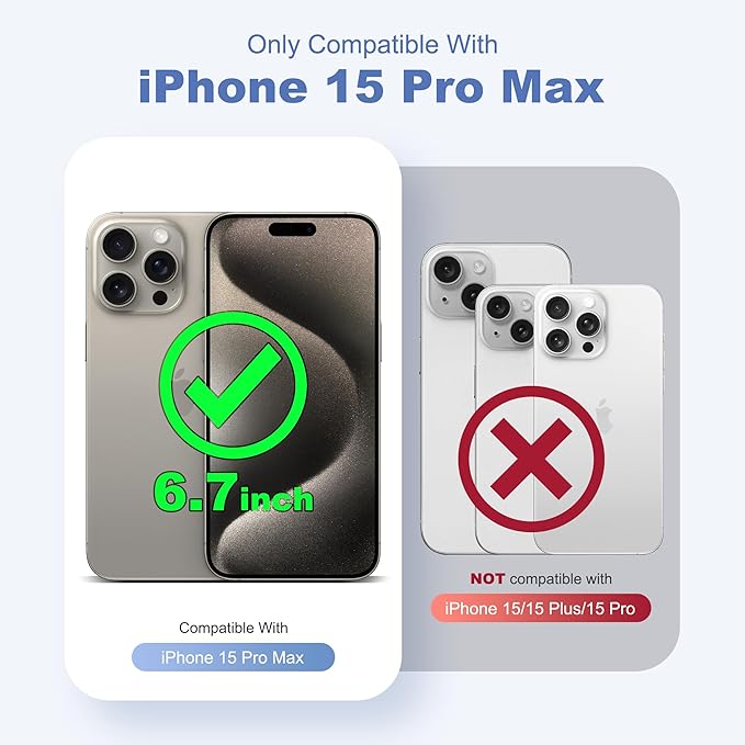 Compatible with iPhone 15 Pro Max Case with Invisible Magnetic 360°Spin Stand,Military-Grade Shockproof Protection [Compatible with Mag-Safe] Non-Slip Edge Translucent Case (6.7",Blue)