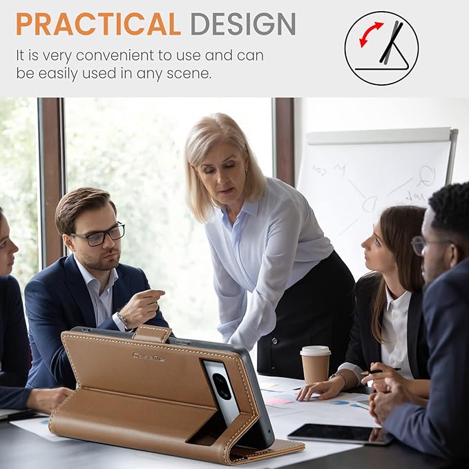 for Google Pixel 7A Case, Premium PU Leather Wallet Case Flip Cover with [RFID Blocking][Card Holder][Stand Function] Shockproof Protective for Google 7A, Brown