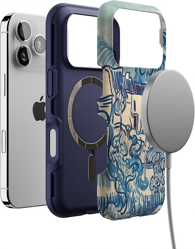 Casely iPhone 17 Pro Case | Van Gogh | Landscape with Houses | Bold Protective Design | Compatible with MagSafe