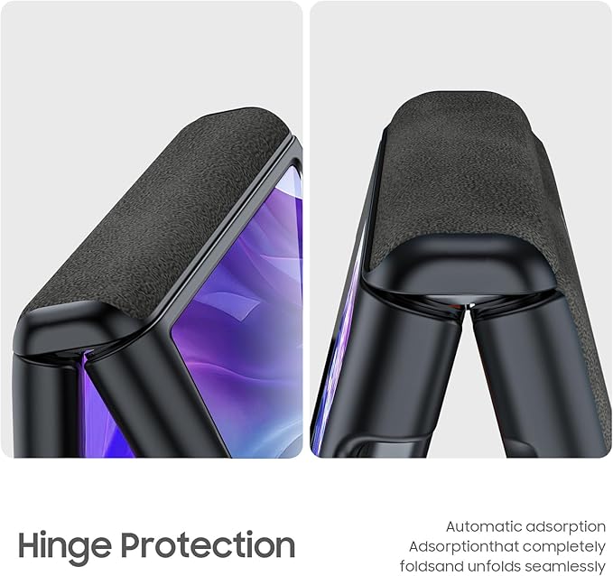 for Motorola razr+ Plus 2024 Case/Razr+ Plus 2025 Case Built-in Screen Protector& Hinge Protection & Ultra Thin PU Leather Matte PC Shockproof Phone Case for Moto Razr+ 2024/2025 (Black Gray)