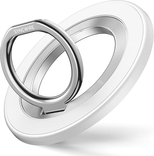 SYNCWIRE Magnetic Phone Ring Holder for MagSafe, 360° Rotation Cell Phone Grip Stand Finger Ring Kickstand Two-Sided Magnet Compatible with iPhone 17 Pro Max 16 15 14 13 12 MagSafe Accessories