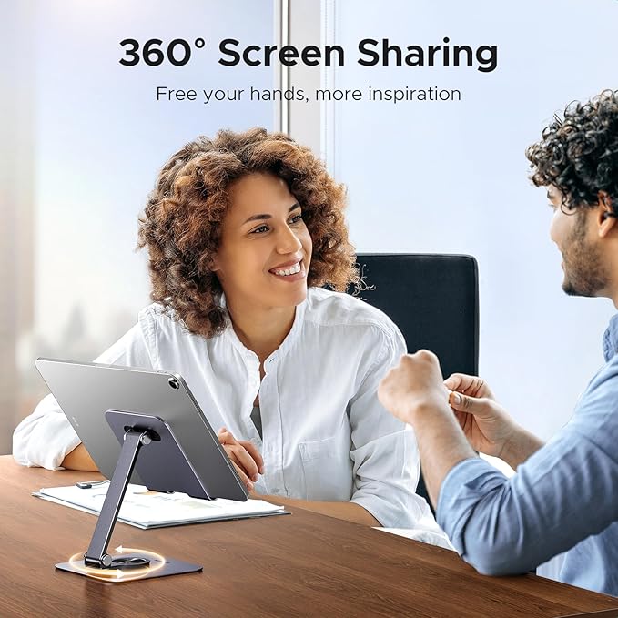 UGREEN Tablet Stand Holder for Desk 360° Rotating Base Aluminum Tablet Holder Adjustable Multi-Angle Home Office Accessories Compatible with iPad Pro Air Mini 13 12.9 11 Inch