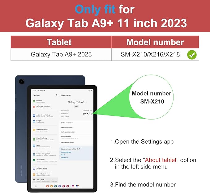 DTTO for Samsung Galaxy Tab A9 Plus 11 inch Case 2023, Premium Leather Business Folio Stand Cover with Hand Strap for Galaxy Tab A9+ 11’’ 2023 Model (SM-X210/X216/X218) - Auto Wake/Sleep, Red