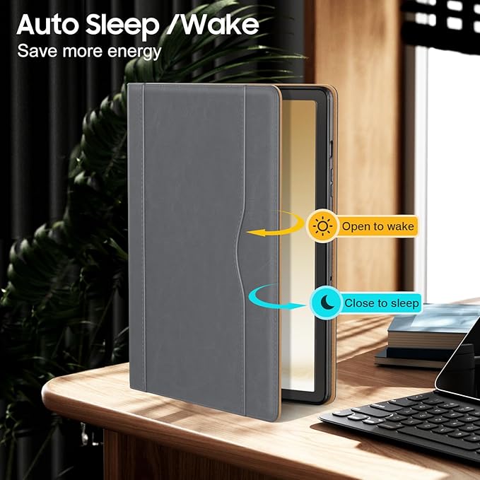 OKP Case for Samsug Galaxy Tab A9+ Plus 11 inch 2024(SM-X210/X216/X218), PU Leather Folio Cover with Multi-Angle Stand//Pen Holder, Auto Wake/Sleep Case for Galaxy A9+ 11" Tablet (Gray)
