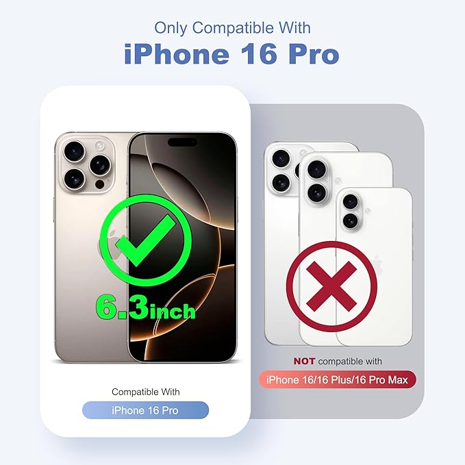 Compatible with iPhone 16 Pro Case with Invisible Magnetic 360°Spin Stand,Military-Grade Shockproof Protection [Compatible with Mag-Safe] Non-Slip Edge Translucent Case (6.3",Purple)