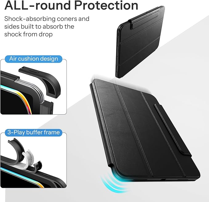 SPARIN Case for iPad Pro 13 inch 2024-M4 with Pencil Holder, Detachable Magnetic Hybrid Protective Case, Portrait/Landscape Stand, Durable Protection, Auto Wake/Sleep -Black