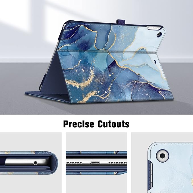 Fintie Case for iPad 9th / 8th / 7th Generation (2021/2020/2019) 10.2 Inch - [Corner Protection] Multi-Angle Viewing Stand Cover with Pocket & Pencil Holder, Auto Sleep Wake, Ocean Marble