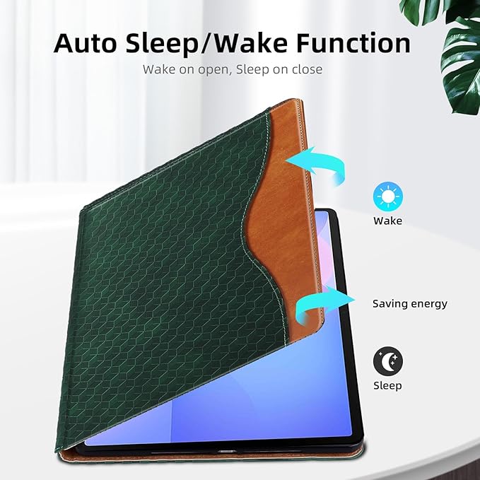 Case for Samsung Galaxy Tab S10 Fe Plus 13.1" 2025, PU Leather Folio Business Protective, Multi-Angle Viewing Stand with Front Pocket, Hand Strap for Galaxy S10 FE+ Retro Green