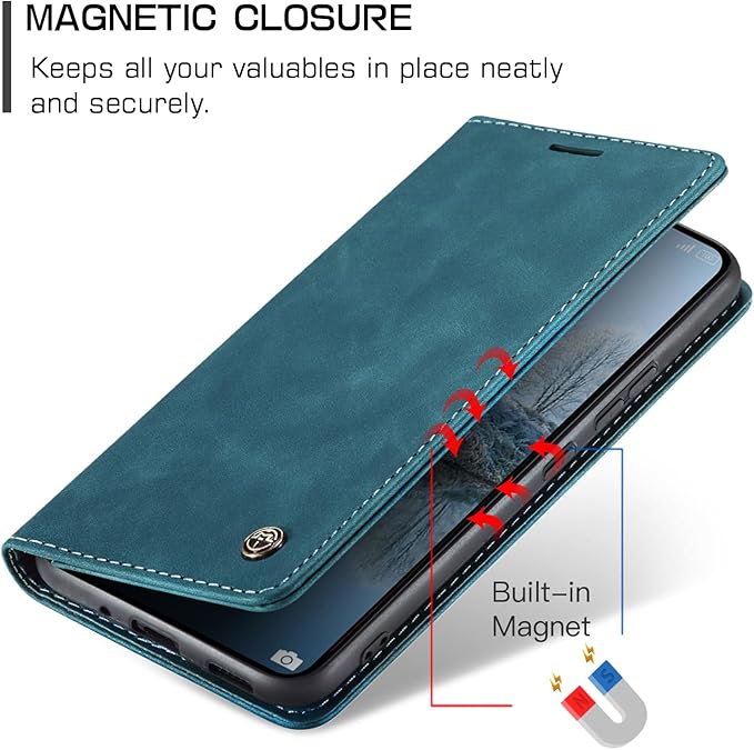 for Xiaomi Poco X6 Pro 5G Case, Flip Wallet Leather Case with Card Holder Magnetic Closure Shockproof Kickstand Protective Phone Cases Cover for Xiaomi Poco X6 Pro 5G,Blue-Green