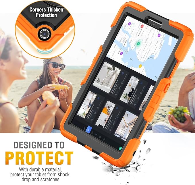 HXCASEAC Case for Lenovo Tab One/Tab K9 2025 (TB-305FU) 8.7 inch, with Screen Protector/Rotating Hand Strap/Sturdy Stand, Protective Cover for Lenovo one Tablet - Orange