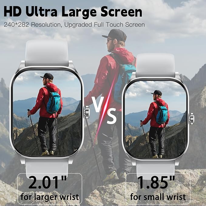 Smart Watch for Women Men(Answer/Make Call), Smartwatches with Heart Rate/SpO2/Sleep/Stress Monitor, IP68 Waterproof Activity Tracker for Android iPhone, 100+ Sports Fitness Watches (Gray, 2.01)