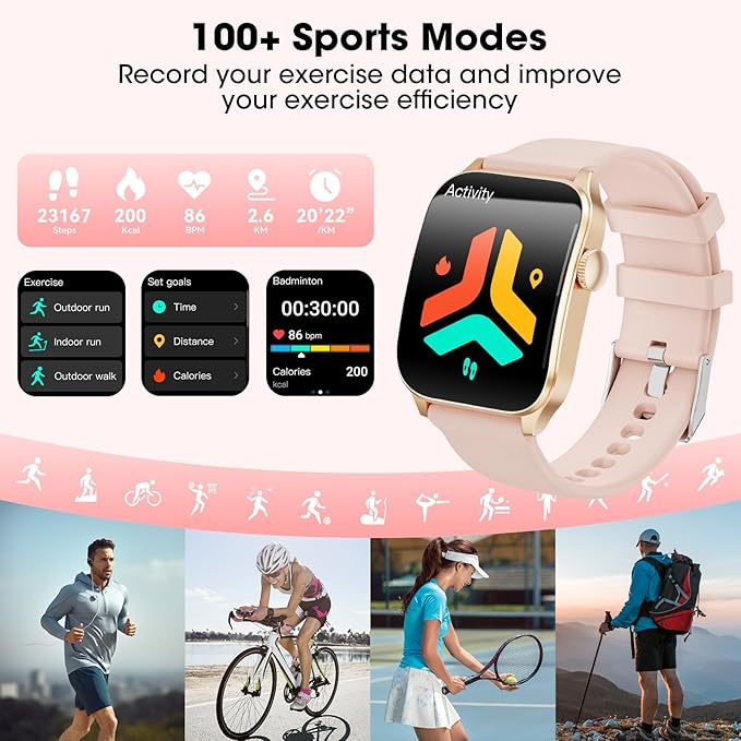 Curve Smart Watch for Men Women, 1.91" Smartwatches with 120+ Sport Modes, Fitness Tracker with Bluetooth Call, Heart Rate, Waterproof Activity Tracker Smartwatch for iOS Android Phones