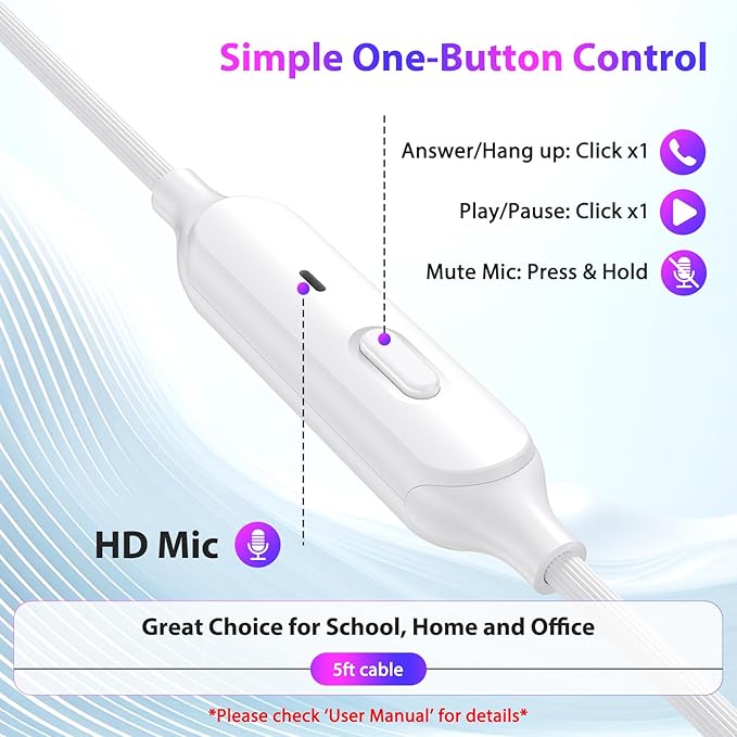 APETOO Wired Ear Buds Sport in-Ear Headphones with Anti Fall/Hurt Wingtips, Mute Mic, Pure Stereo Bass, Noise Isolating Aux 3.5mm Earbuds for iPhone/iPad/Android/Mac/Laptop/PC/Women/Small Ear/School