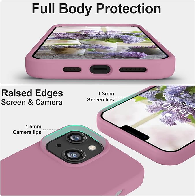 Vooii Compatible with iPhone 14 Case,[Silky Touch Premium Liquid Silicone] [Soft Anti-Scratch Microfiber Lining], Ultra Slim Shockproof Protective Case for iPhone 14 - Lavander Purple