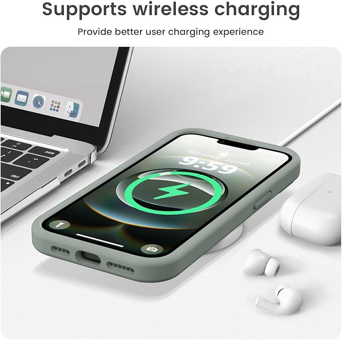 Vooii Compatible with iPhone 16e Case, Liquid Silicone Upgrade [Camera Protection] [Soft Anti-Scratch Microfiber Lining] Shockproof Phone Case for iPhone 16e 6.1 inch - Calke Green