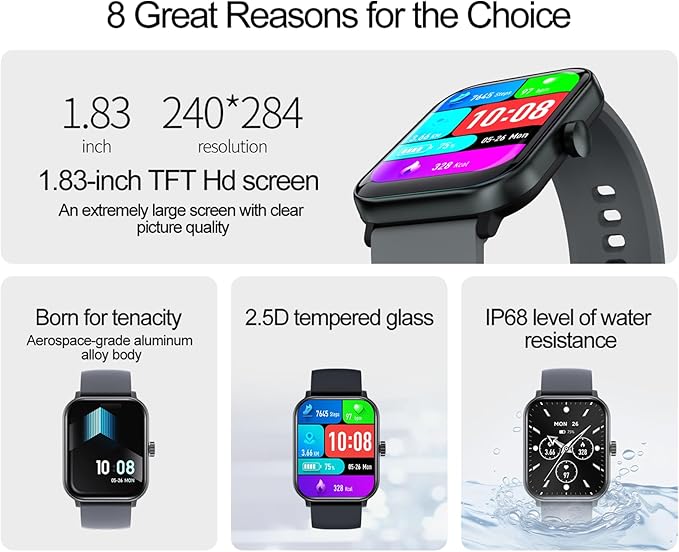 Smart Watches for Women,Fitness Tracker of Android Smart Watch,Heart Rate/Blood Oxygen/Sleep Monitoring,IP68 Waterproof Smartwatch for iPhone Samsung,Men's Smart Watch with Make/Answer Call