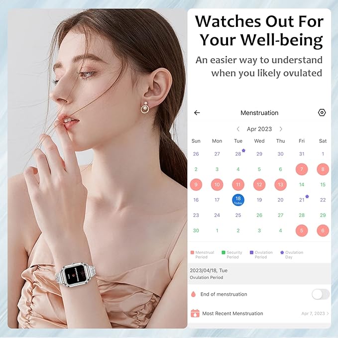 Efolen Smart Watches for Women with Diamonds (Answer/Make Call), 1.57'' Bluetooth Smartwatch for Android iOS Phones, Waterproof Fitness Tracker with Heart Rate/SpO2/Sleep/BP/AI Voice (Silver)