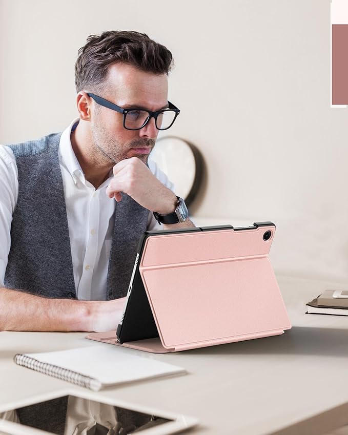 MoKo Case for Samsung Galaxy Tab A9 Plus 11-Inch 2023, Multi-Angle Viewing Slim Hard Back Shell Protective Cover Case with Auto Wake/Sleep for Galaxy Tab A9+ Tablet SM-X210/SM-X216/SM-X218, Rose Gold