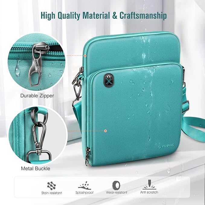 FINTIE 11 Inch Tablet Sleeve Case, Briefcase Shoulder Bag for 11" iPad (A16) 2025, Air M3 M2 2025/2024, 10.9" iPad 10th Gen, 10.9" Air 5/4, Galaxy Tab, Aqua Green