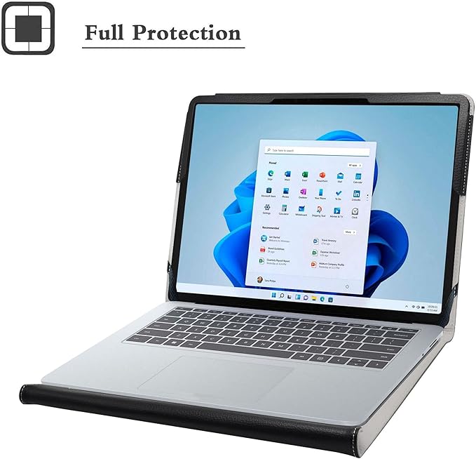 Bige Surface Laptop Studio 2 Case - PU Leather Folio 2-Folding Stand Cover for Microsoft 14.4" Tablets, Black