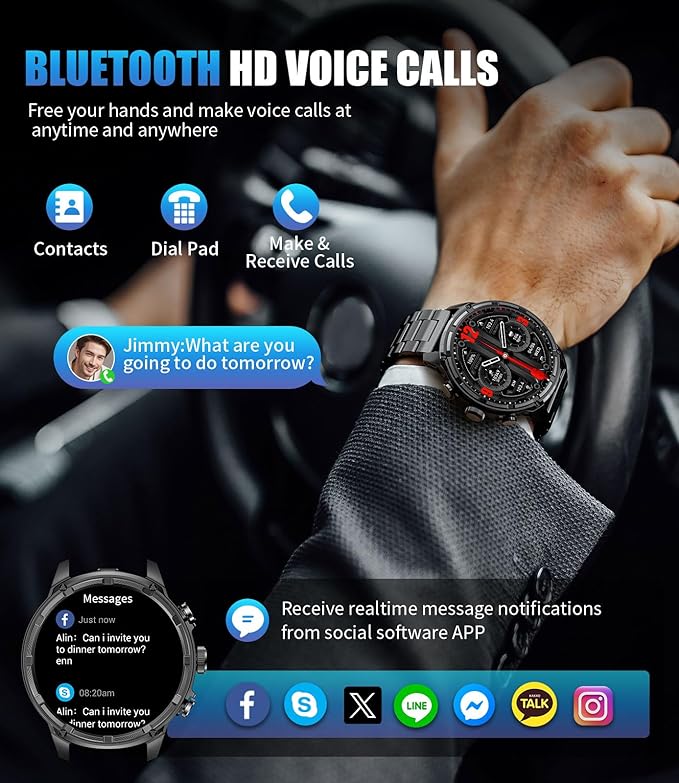 LIGE Military Smart Watches for Men with 80-Days Standby(710mAh)/Flashlight/50M Waterproof/1.85" HD Large Screen,100+ Sports Fitness Tracker Watch,Pedometer Mens Smart Watch for Android iPhone