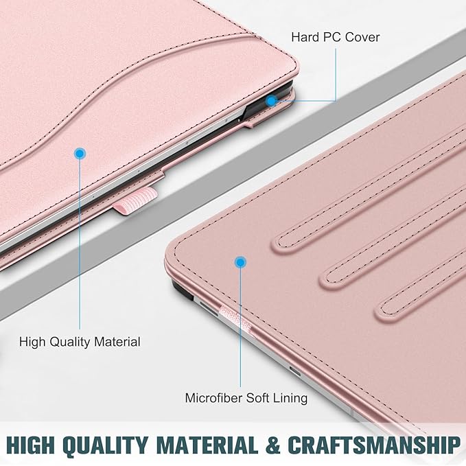 Fintie Case for Samsung Galaxy Tab S10 Lite/ S10 FE/ S9 FE 5G 10.9 Inch/Tab S9 11 Inch with S Pen Holder, Multi-Angle Viewing Protective Cover with Pocket, Auto Sleep/Wake, Rose Gold