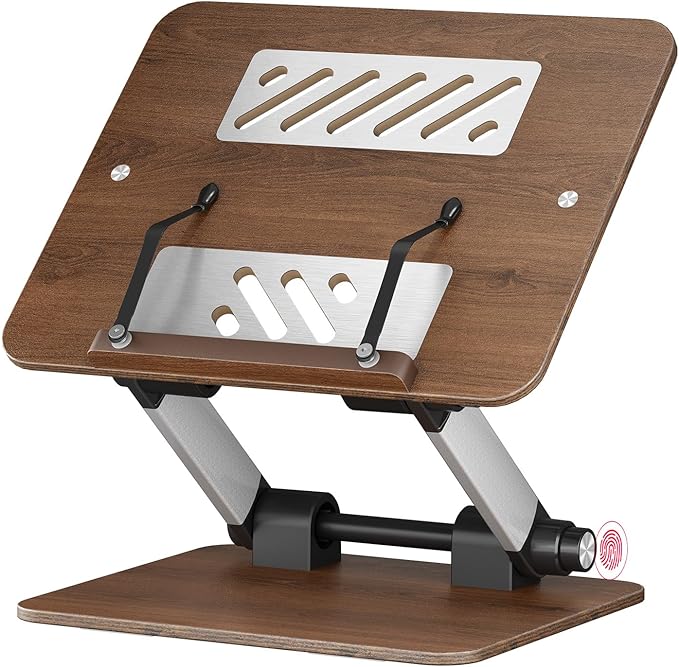 Upgraded Book Stand, Convenient Button Adjustable Book Holder Hands Free, 180° Flexible Lift, Expansion Bracket, Cookbook Stand with Elastic Page Clip, Display Stand for Recipes, Tablets and Laptops