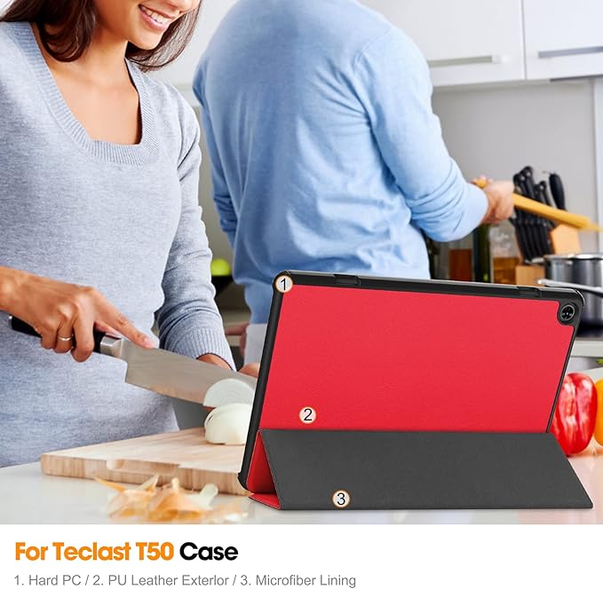 Case for TECLAST T50 11.0 inch Tablet, Folding Folio Ultra-Thin PU Leather Stand Case Cover for TECLAST T50 11.0 inch Red