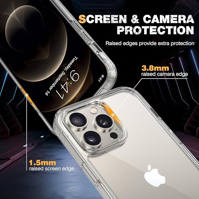 Diaclara Designed for iPhone 12 Pro Max Case, [with Privacy Screen Protector] [Anti Spy] [Military Grade Drop Protection] Heavy Duty Full-Body Shockproof Phone Case, Clear