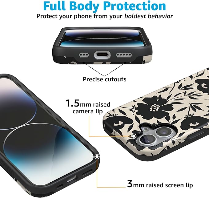 Casely iPhone 17 Case | Dark Fantasy | Contrast Floral | Compatible with MagSafe | Bold Protective Design