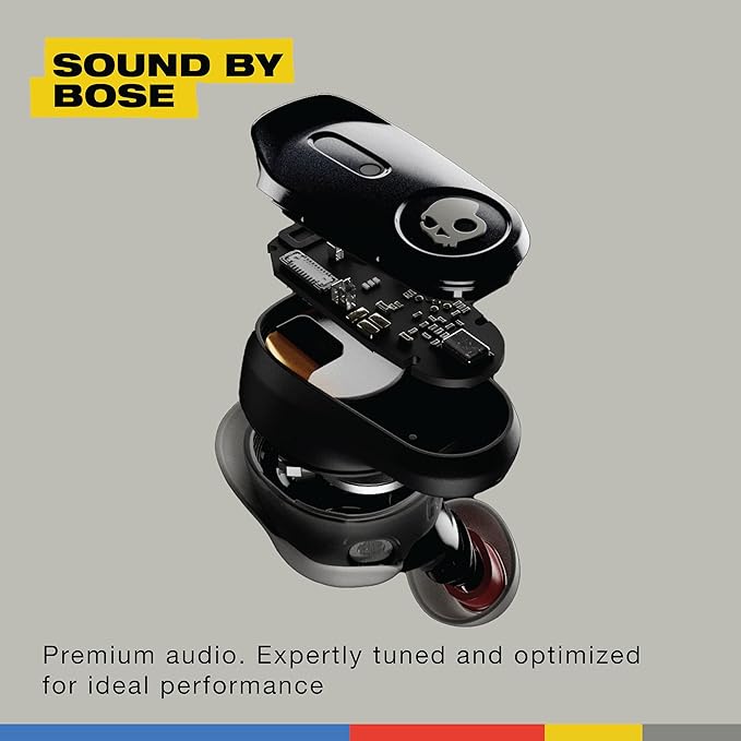 Skullcandy Method 360 ANC Wireless Earbuds, Sound by Bose, Bluetooth Headphones, Premium Noise Cancelling, Up to 40 Hrs Battery, Sweat and Water Resistant, Microphone for iPhone Android - Bone