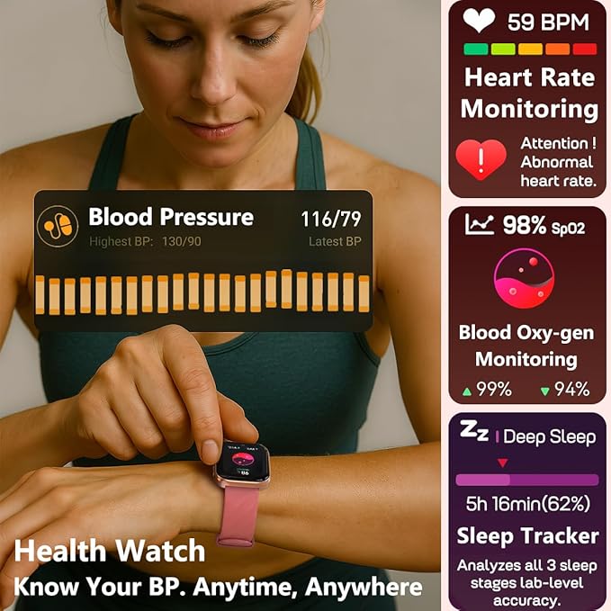 MorePro Smart Watches for Women iPhone Android(Answer/Make Call), 2025 Fitness Trackers with Heart Rate/Blood Pressure/Blood Oxy-gen/Sleep Monitor, 1.85" HD Health Smartwatch with 120+ Sport Modes