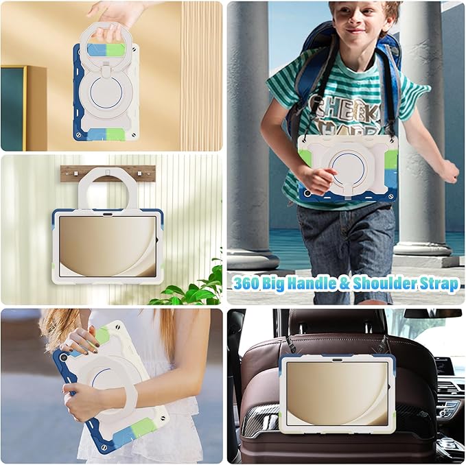 ROISKIN Case for Galaxy Tab A9 Plus 5G/ A9+ 11 Inch with HD Screen Protector & Shoulder Strap,Heavy Duty Military Case for Samsung Galaxy A9 Plus SM-X210/X216/X218 - Rotating Stand for Kids