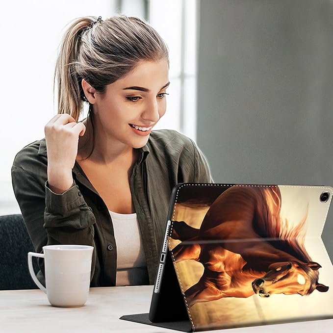 Case for Galaxy Tab A9 Plus ， Auto Sleep/Wake Multi-Angle Viewing Slim Folio Stand Cover for Samsung Galaxy Tab A9+/A9 Plus 11 Inch 2023 (SM-X210/X216/X218), Horse