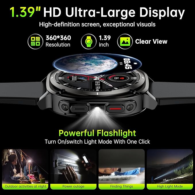 Smart Watch for Men Fitness Tracker: Bluetooth Make Answer Call Digital Mens Watches Waterproof Running Smartwatch for Android Phones iPhone Samsung Compatible Sleep Heart Rate Monitor Step Pedometer