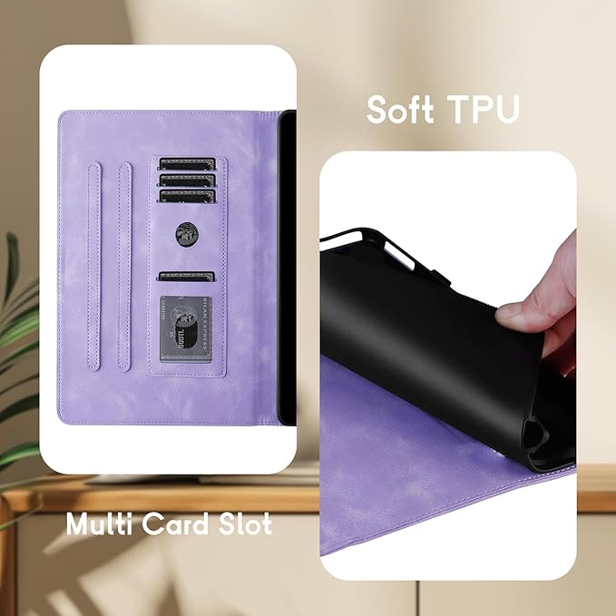 Mantala Funda para for Lenovo Tab M11 2024 11 Inch, Soft Touch Faux Leather with Card Slots and Kickstand, Water-Proof Precise Cutouts Tablet Case Compatible with Lenovo Tab M11 / Tab K11 Purple