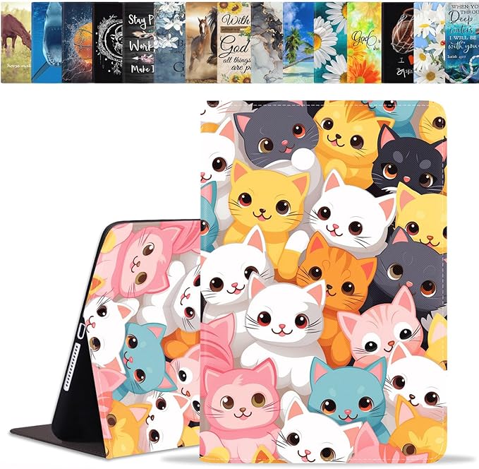 Case for Samsung Galaxy Tab A9 Plus 11 Inch 2023 Model (SM-X210/X216/X218), Slim Lightweight PU Leather Stand Cover with Auto Wake/Sleep, Cute Cartoon Cats