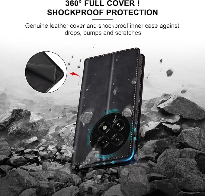 Jasonyu Flip Wallet Case for OnePlus 13 5G,Leather Magnetic Folio Cover with Card Holder,Kickstand - TPU Shockproof Durable Protective Phone Case,Black