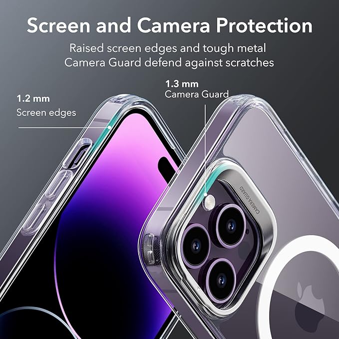 ESR for iPhone 14 Pro Max Case, Compatible with MagSafe, Built-in Stash Stand Clear Phone Case for iPhone 14 Pro Max, Military-Grade Protection, Magnetic Phone Case, Classic Series,Clear