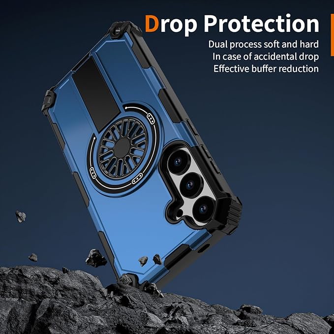 Magnetic Case for Galaxy S24 Plus/S25 Plus, Built-in Stand [Compatible with Mag-Safe] Shockproof Protective Cover Case for Samsung Galaxy S24 Plus/S25 Plus Blue